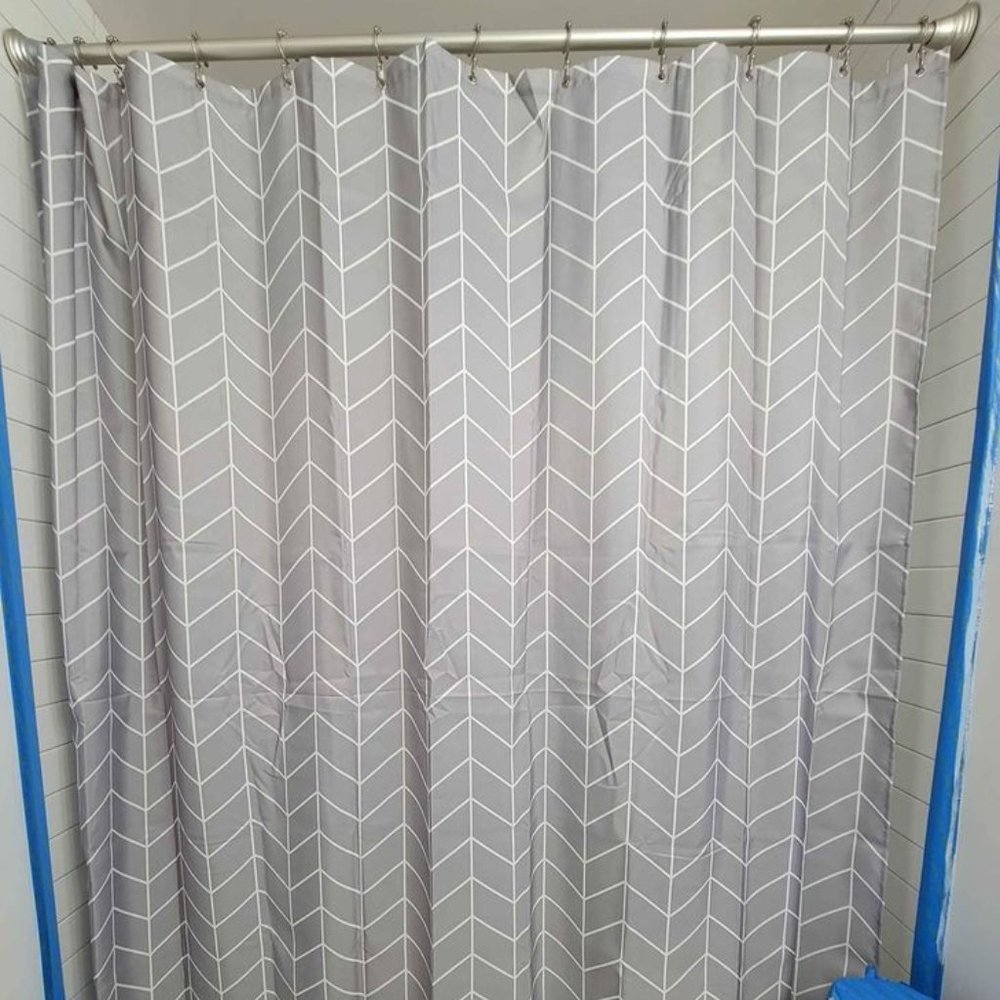 Gray and white chevron shower curtain
